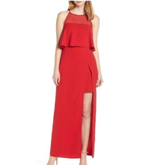 Harlyn Popover Ruffle Sleeveless Front Slit Gown size S - Picture 1 of 7